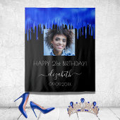 Fotonaam van het Birthday party black royal blue d Wandkleed