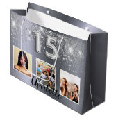 Fotonaam van Quinceanera Silglitter Groot Cadeauzakje (Voorkant Gekanteld)