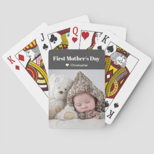Fotonaam voor eerste Moederdag Simple Modern Pokerkaarten