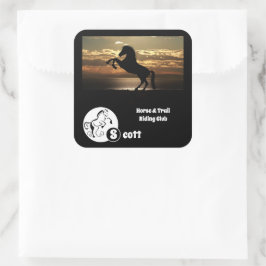 Fotonaam voor paarden en Golf Club Vierkante Sticker
