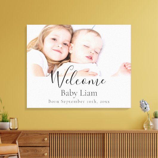 Fotonaam voor pasgeboren baby canvas afdruk (Insitu (Woonkamer))