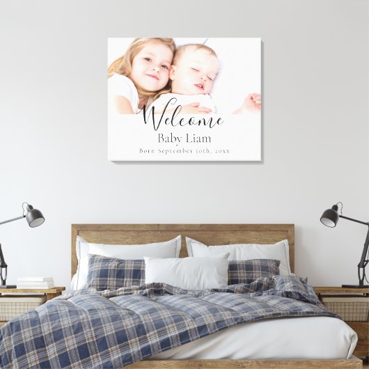 Fotonaam voor pasgeboren baby canvas afdruk (Insitu (Slaapkamer))