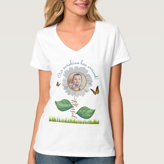 Fotonaamdatum geboortedatum geboortedatum geboorte t-shirt (Voorkant)