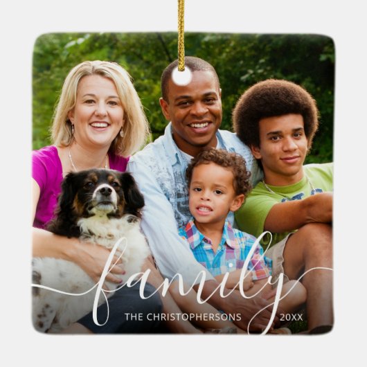 Fotonaamjaar van Chic Script FAMILY Keramisch Ornament (Achterkant)