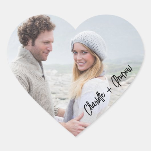 Fotonamen bruidegom bruiloftsgunst hart hart sticker (Voorkant)