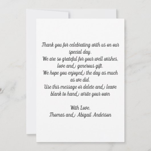 Fotonamen en datum bruiloft Hartelijk dank Bedankkaart (Achterkant)