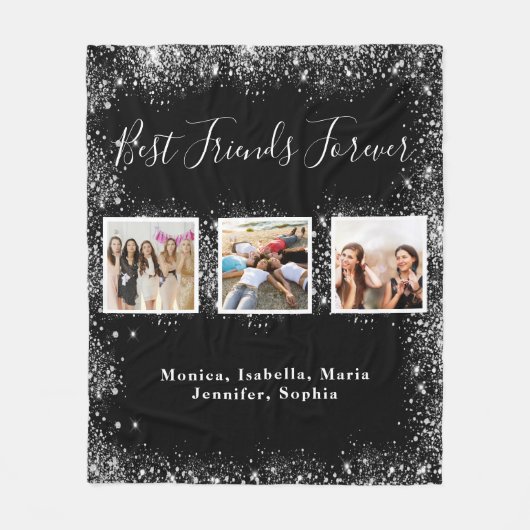 Fotonamen van Friends BFF Black Silglitter Fleece Deken (Voorkant)
