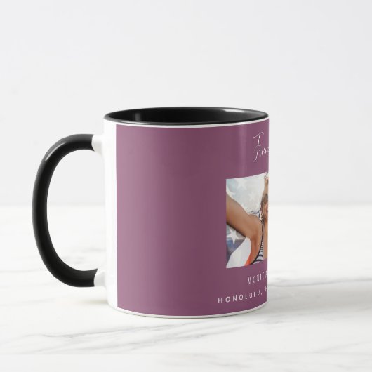 Fotonamen van vrienden voor het leven paars mok (Links)