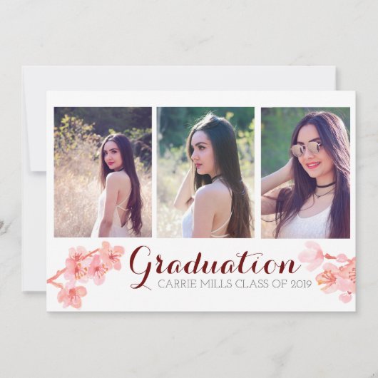 Fotonodiging voor afstuderen met pinkn cherry blos kaart (Voorkant)