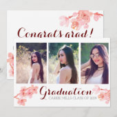 Fotonodiging voor afstuderen met pinkn cherry blos kaart (Voorkant / Achterkant)