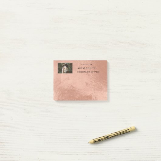 Fotonotitie Naam Ocean Roos Gold Metallic Post-it® Notes (Op bureau)