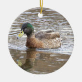 Fotoornament met wilde eend keramisch ornament (Voorkant)