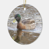 Fotoornament met wilde eend keramisch ornament (Links)