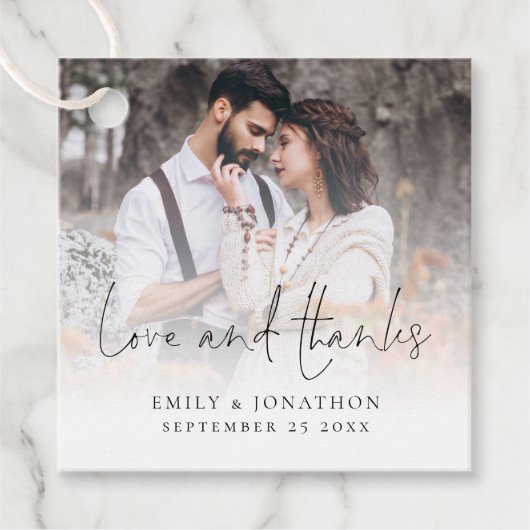 Fotooverlay Love and Bedankt Script Weduwen Bedankjes Labels (Voorkant)