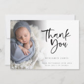 Fotooverlay Script Boy Bedankt geboorte Aankondiging (Voorkant)