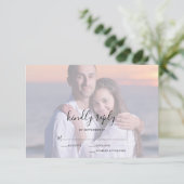 Fotooverlay Script Typografie Wedding RSVP Kaart (Staand voorkant)