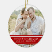 Fotoparen eerste kerstsierrood keramisch ornament (Links)