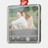 Fotoparen eerste kerstversiering grijs metalen ornament (Links)