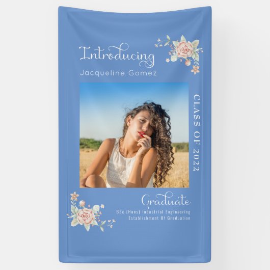 Fotopartij Modern Floral Afstuderen 2022 Spandoek (Verticaal)