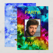 Fotoparty Uitnodiging voor Superstar. (Voorkant / Achterkant)