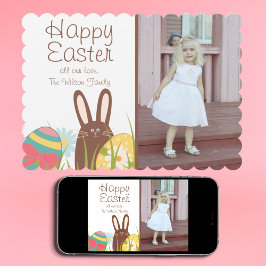 FotoPasen voor kute Bunny- en paaseieren Feestdagenkaart