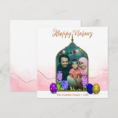 Fotopasta roze kleurige eitjes Happy Norooz Feestdagenkaart (Voorkant / Achterkant)