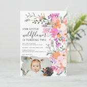 Fotopastelbloem 2e verjaardag kaart (Staand voorkant)