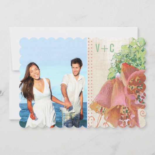 Fotoperatie en mint Wedding Typography Wedding Kaart (Achterkant)