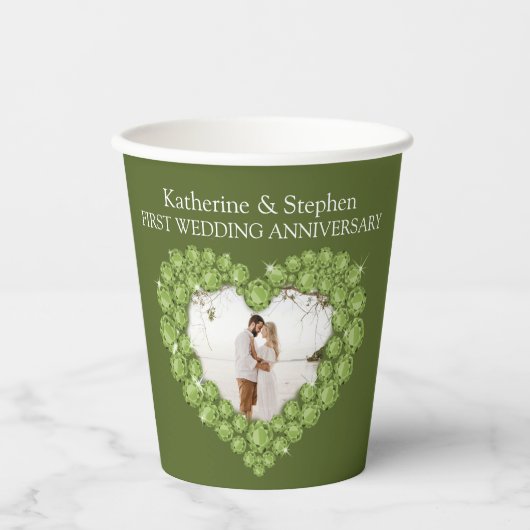 Fotoperidot ter gelegenheid van de eerste huwelijk papieren bekers (Voorkant)