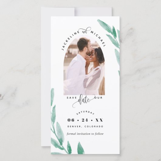 Fotoplein, sage Wedding Save the Date Bladwijzer (Voorkant)