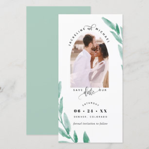 Fotoplein, sage Wedding Save the Date Bladwijzer