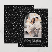 Fotopleisters Verwarde kerst Zwart-wit Feestdagenkaart (Voorkant / Achterkant)