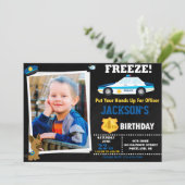 Fotopolitieagent verjaardaguitnodiging K9 hond Kaart (Staand voorkant)