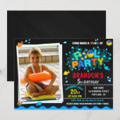 Fotopool verjaardagsuitnodiging Jongen zwembad kin Kaart (Voorkant / Achterkant)