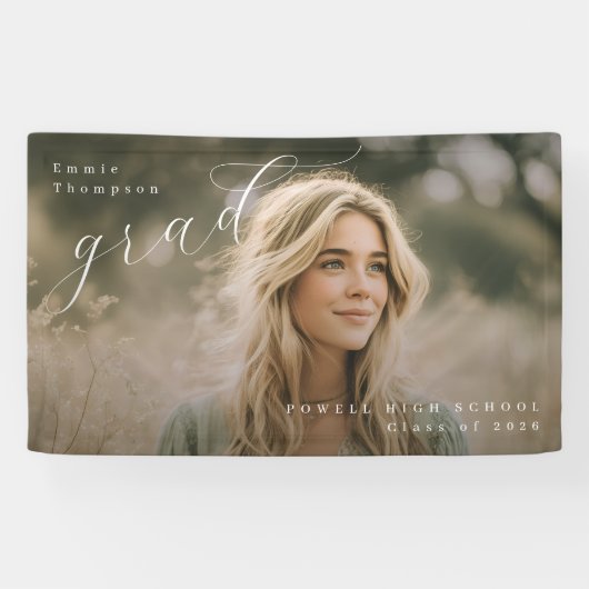 FotoPop Elegant Script Afstudeerfoto Spandoek (Horizontaal)