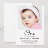 Fotoportret Eén script 1e Baby Eerste verjaardag Kaart (Voorkant / Achterkant)