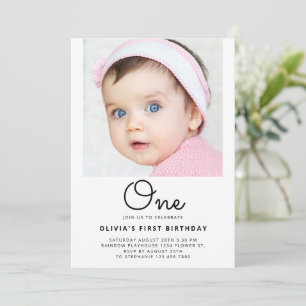 Fotoportret Eén script 1e Baby Eerste verjaardag Kaart