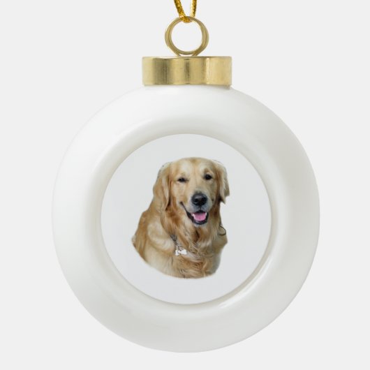 Fotoportret Golden Retriever Keramische Bal Ornament (Voorkant)