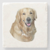 Fotoportret Golden Retriever Stenen Onderzetter (Voorkant)