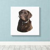 Fotoportret van Chocolate Labrador Canvas Afdruk (Insitu (Houten vloer))