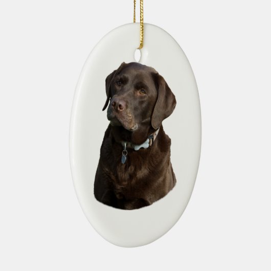 Fotoportret van Chocolate Labrador Keramisch Ornament (Rechts)
