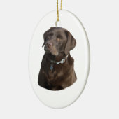 Fotoportret van Chocolate Labrador Keramisch Ornament (Links)
