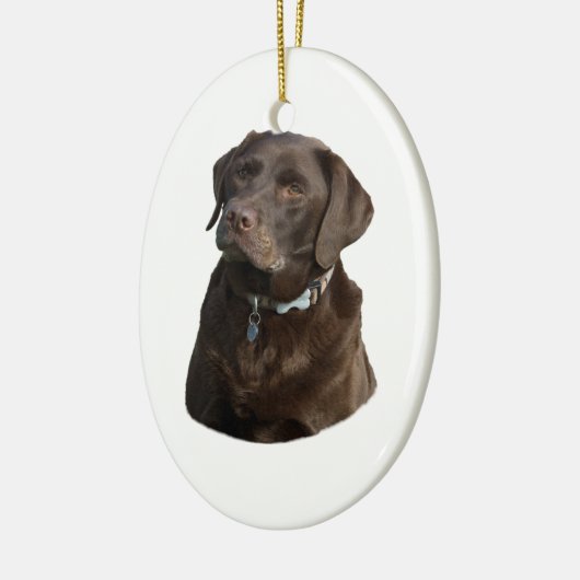 Fotoportret van Chocolate Labrador Keramisch Ornament (Links)