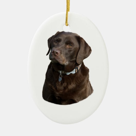 Fotoportret van Chocolate Labrador Keramisch Ornament (Voorkant)