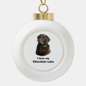 Fotoportret van Chocolate Labrador Keramische Bal Ornament (Voorkant)