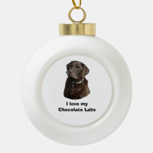Fotoportret van Chocolate Labrador Keramische Bal Ornament