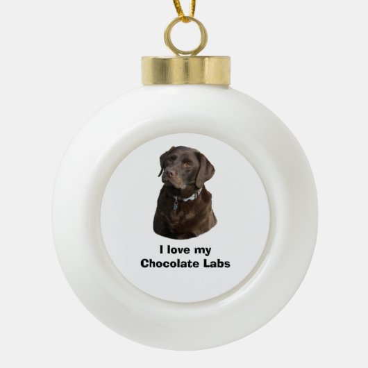 Fotoportret van Chocolate Labrador Keramische Bal Ornament (Voorkant)
