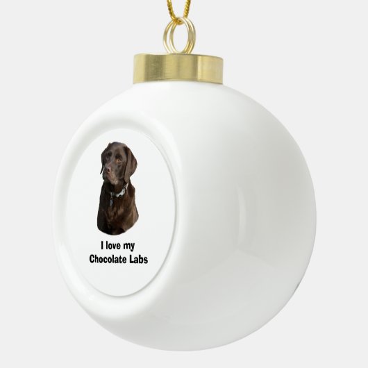 Fotoportret van Chocolate Labrador Keramische Bal Ornament (Rechts)