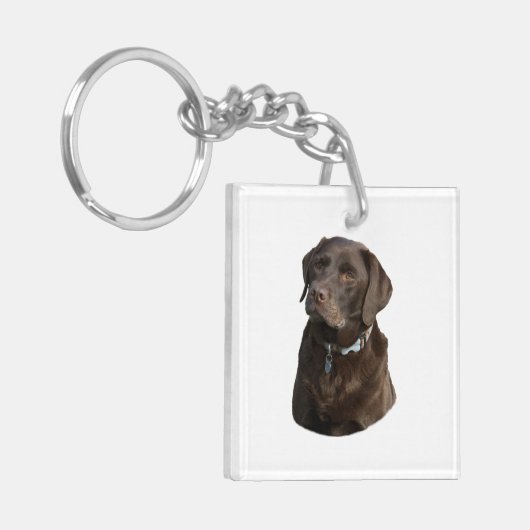 Fotoportret van Chocolate Labrador Sleutelhanger (Voorkant Links)
