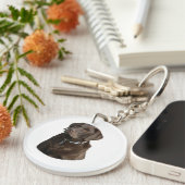 Fotoportret van Chocolate Labrador Sleutelhanger (Voorkant Rechts)